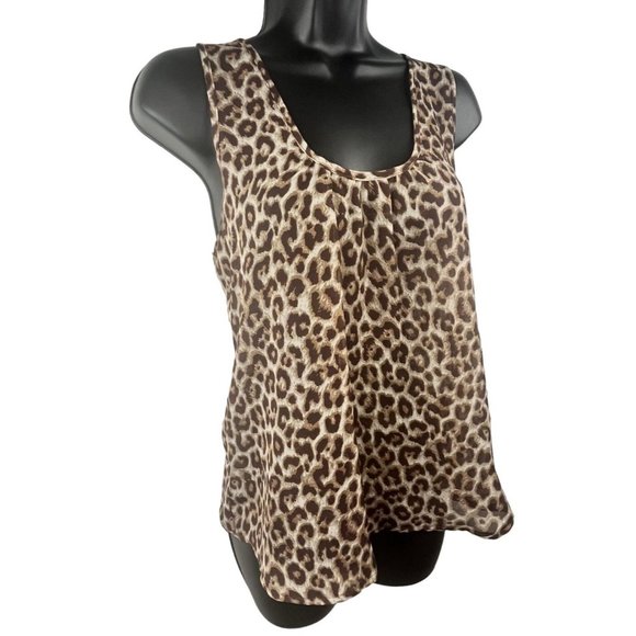 Women's Sheer overlay Tank, Leopard Print, Coral Accented Bow, Medium - Picture 4 of 12